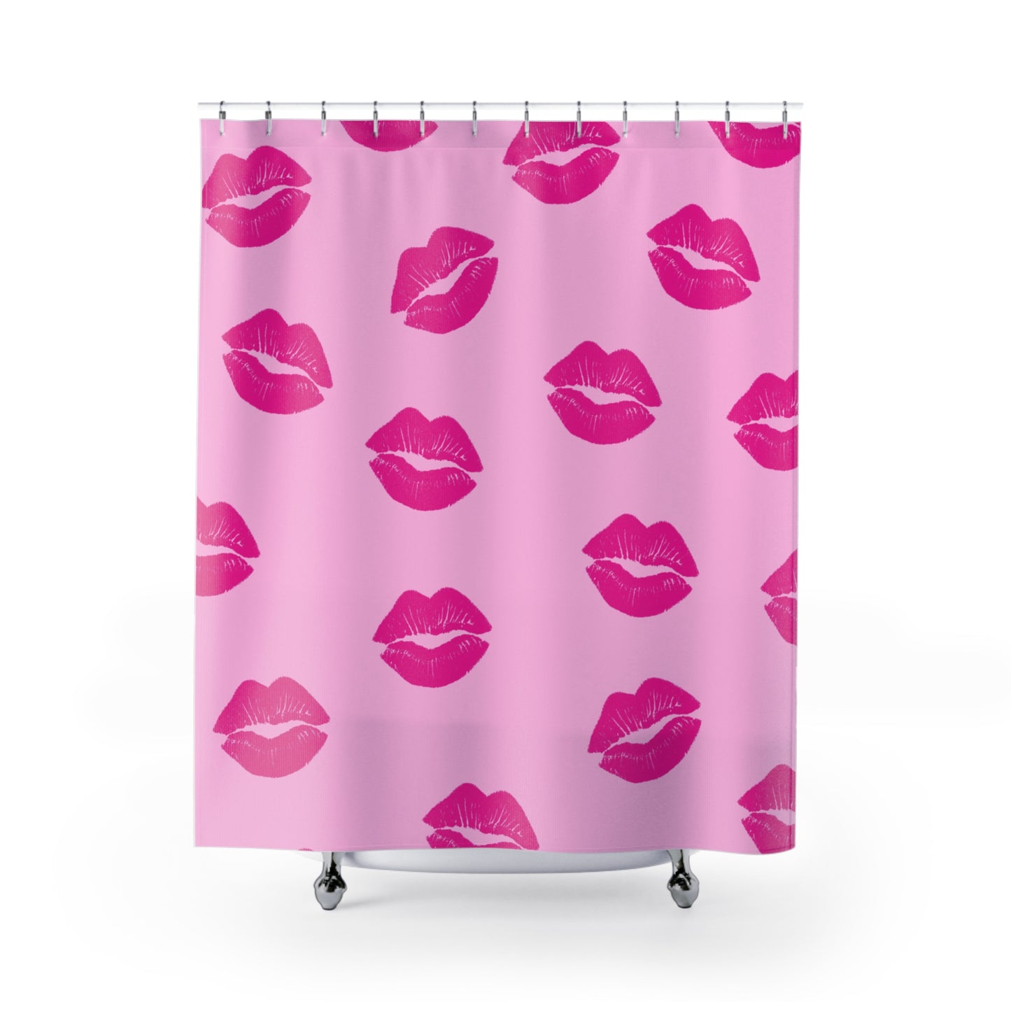 Pink on Pink Lips Shower Curtain | Girls Bathroom Decor