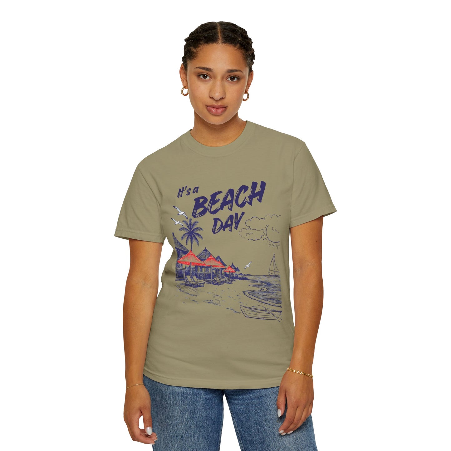 Beach Day Beach Night T-Shirt — Front & Back Beach Scene Unisex Tee