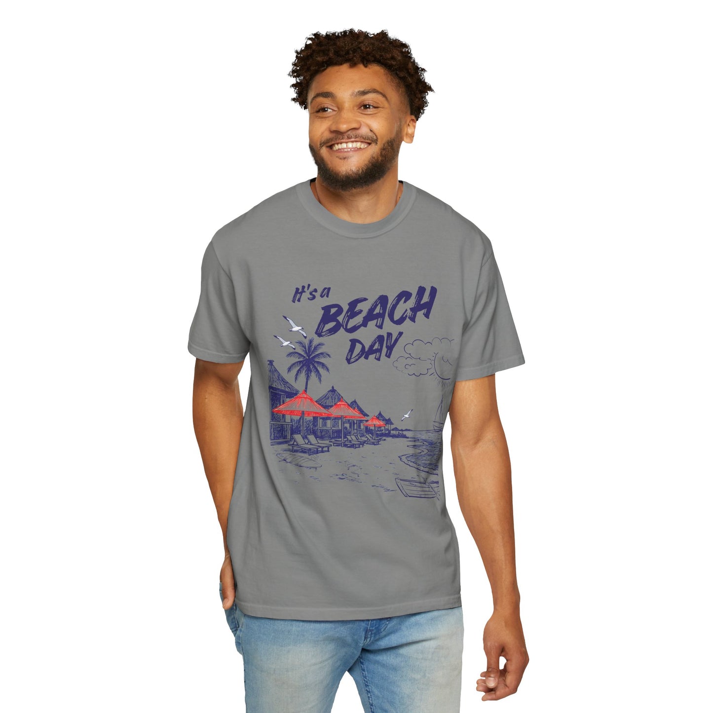 Beach Day Beach Night T-Shirt — Front & Back Beach Scene Unisex Tee