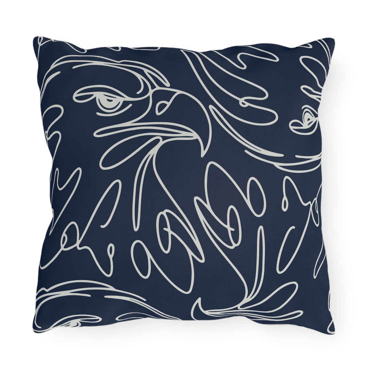 Navy Eagle Line Art Outdoor Pillow