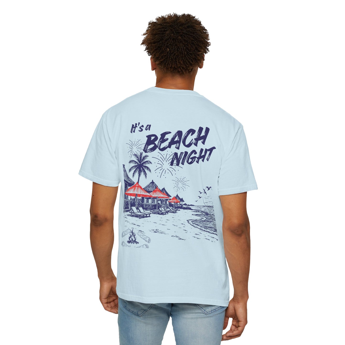 Beach Day Beach Night T-Shirt — Front & Back Beach Scene Unisex Tee