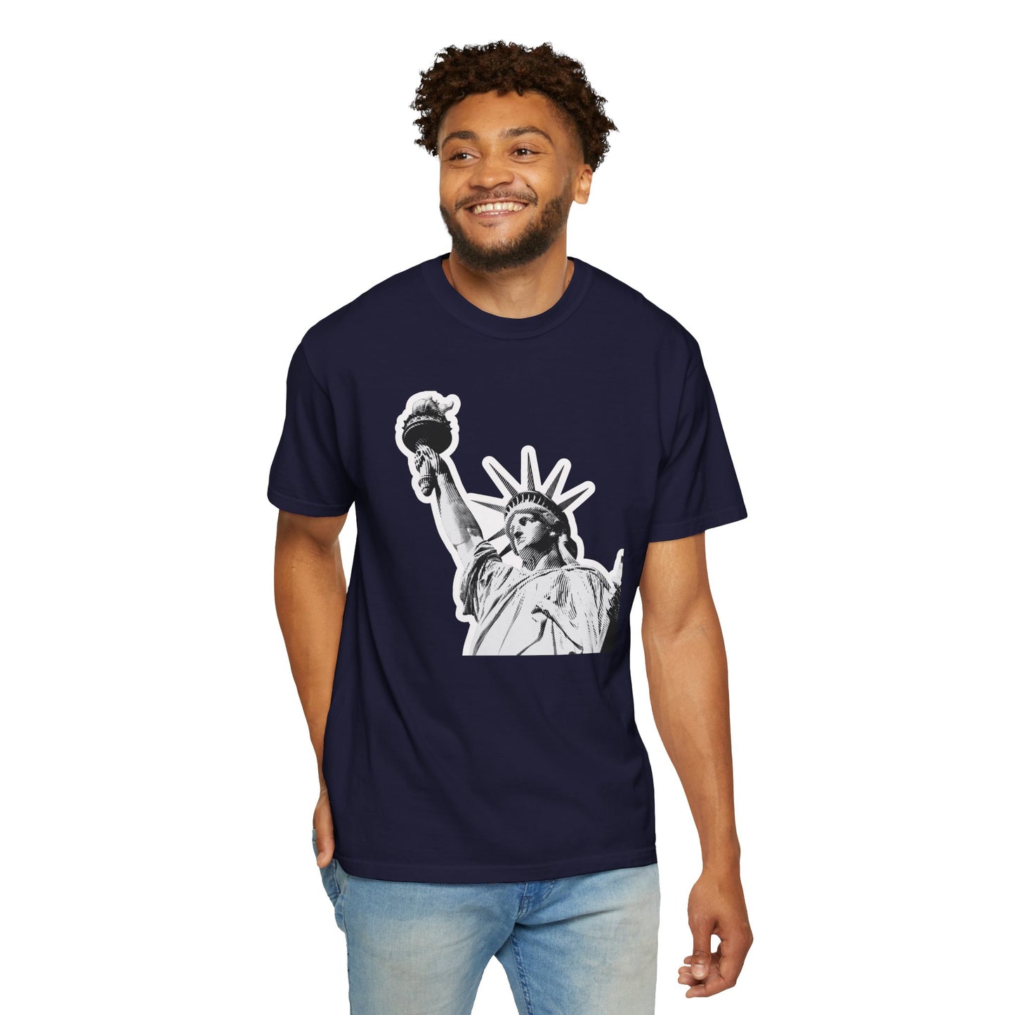 Statue of Liberty Graphic T-Shirt — Vintage Monochrome NYC Tee