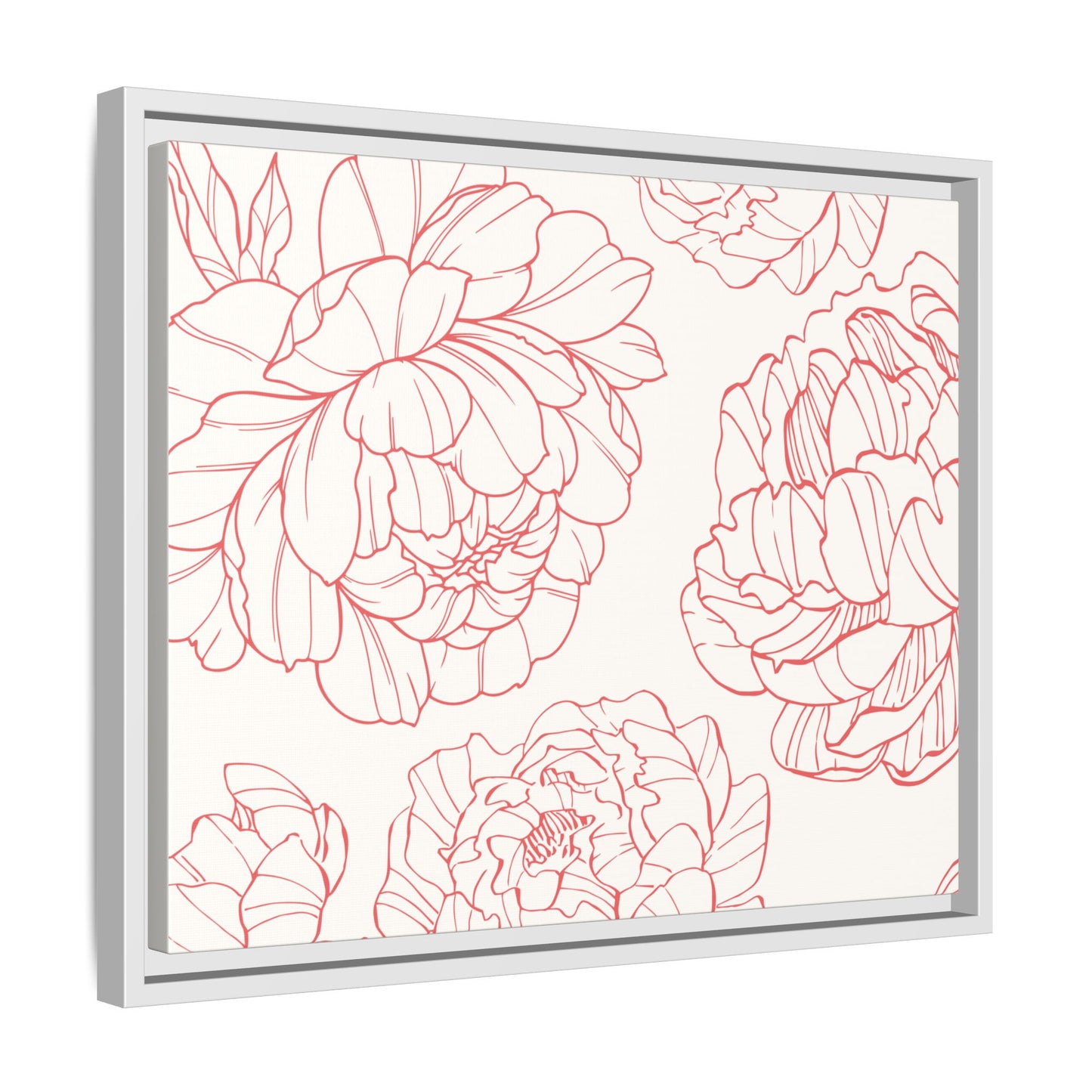 Floral Matte Canvas, White Wooden Framed, Matching Shower Curtain Available