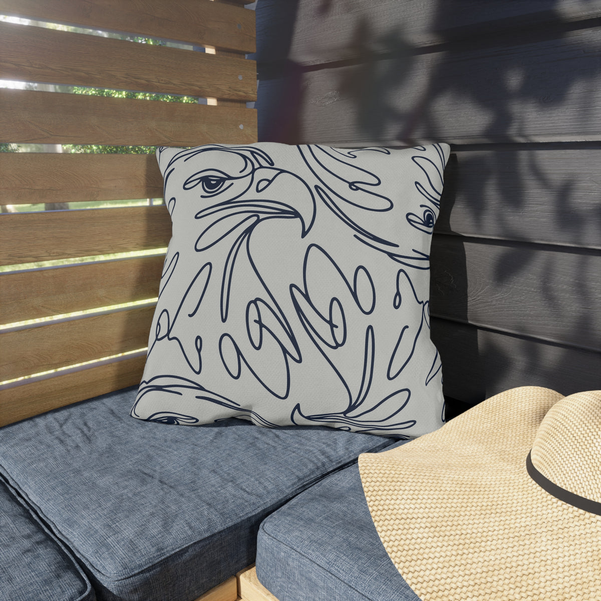 Eagle Line Art Outdoor Pillow