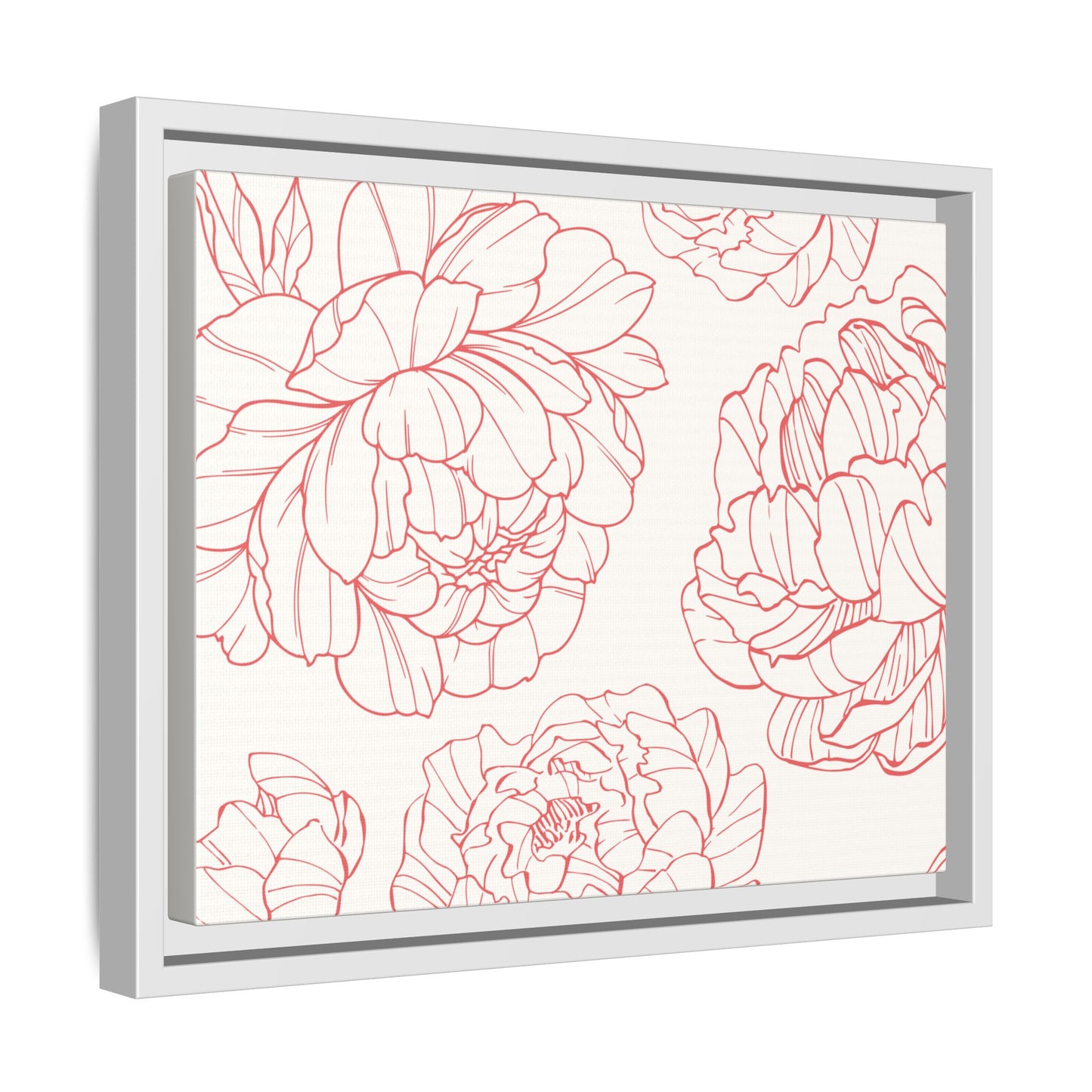 Floral Matte Canvas, White Wooden Framed, Matching Shower Curtain Available