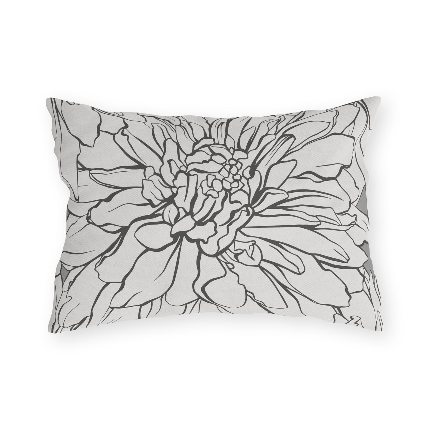 Dahlia Lines Outdoor Pillow | Botanical Floral Cushion