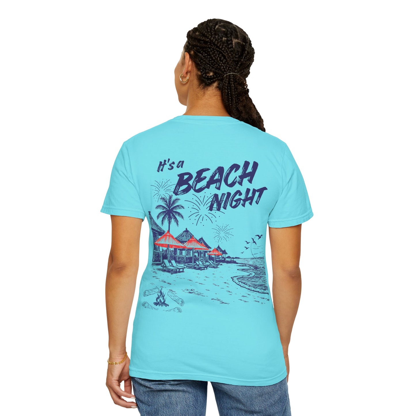 Beach Day Beach Night T-Shirt — Front & Back Beach Scene Unisex Tee