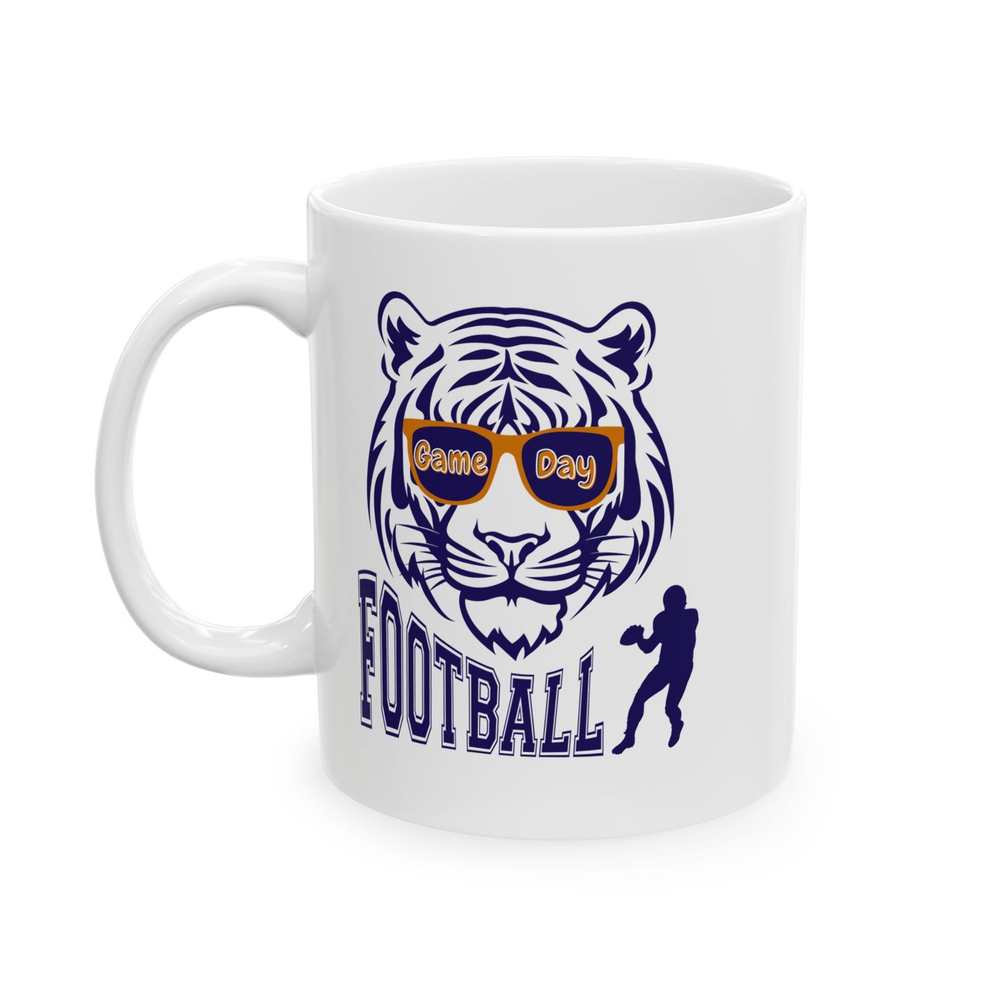 Football Tiger Mascot Ceramic Mug – Team Spirit Coffee Cup (11oz/15oz)