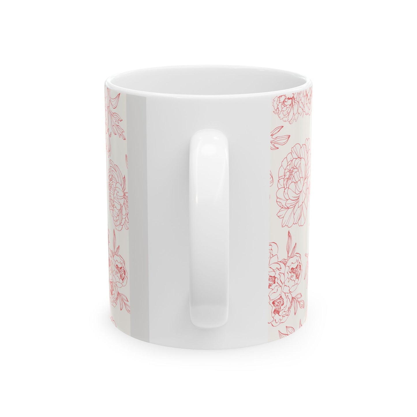 Blush Peony Floral Mug | Ceramic Coffee Cup, Tea Cup, Mug with Handle