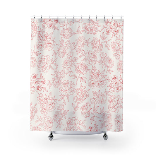 Blush Peony Shower Curtain | Floral Bathroom Decor