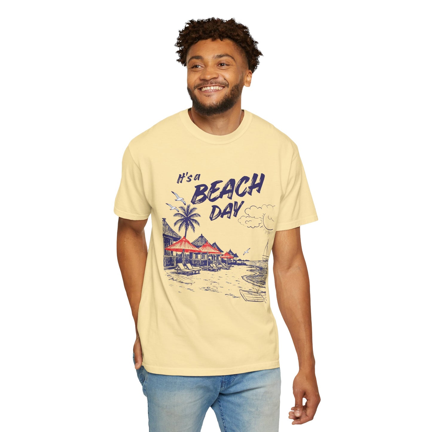 Beach Day Beach Night T-Shirt — Front & Back Beach Scene Unisex Tee