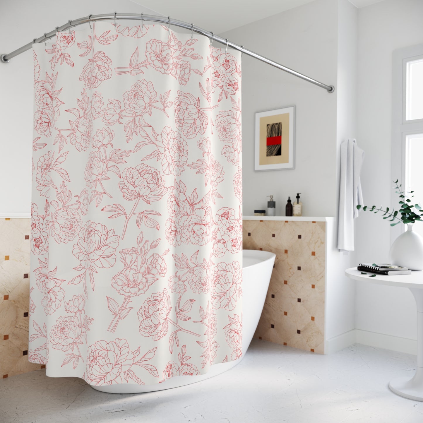 Blush Peony Shower Curtain | Floral Bathroom Decor