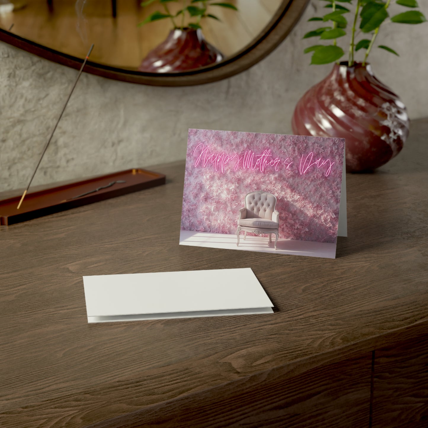 Mother's Day Greeting Card – Pink Floral Chair Design (Single or Multipack)