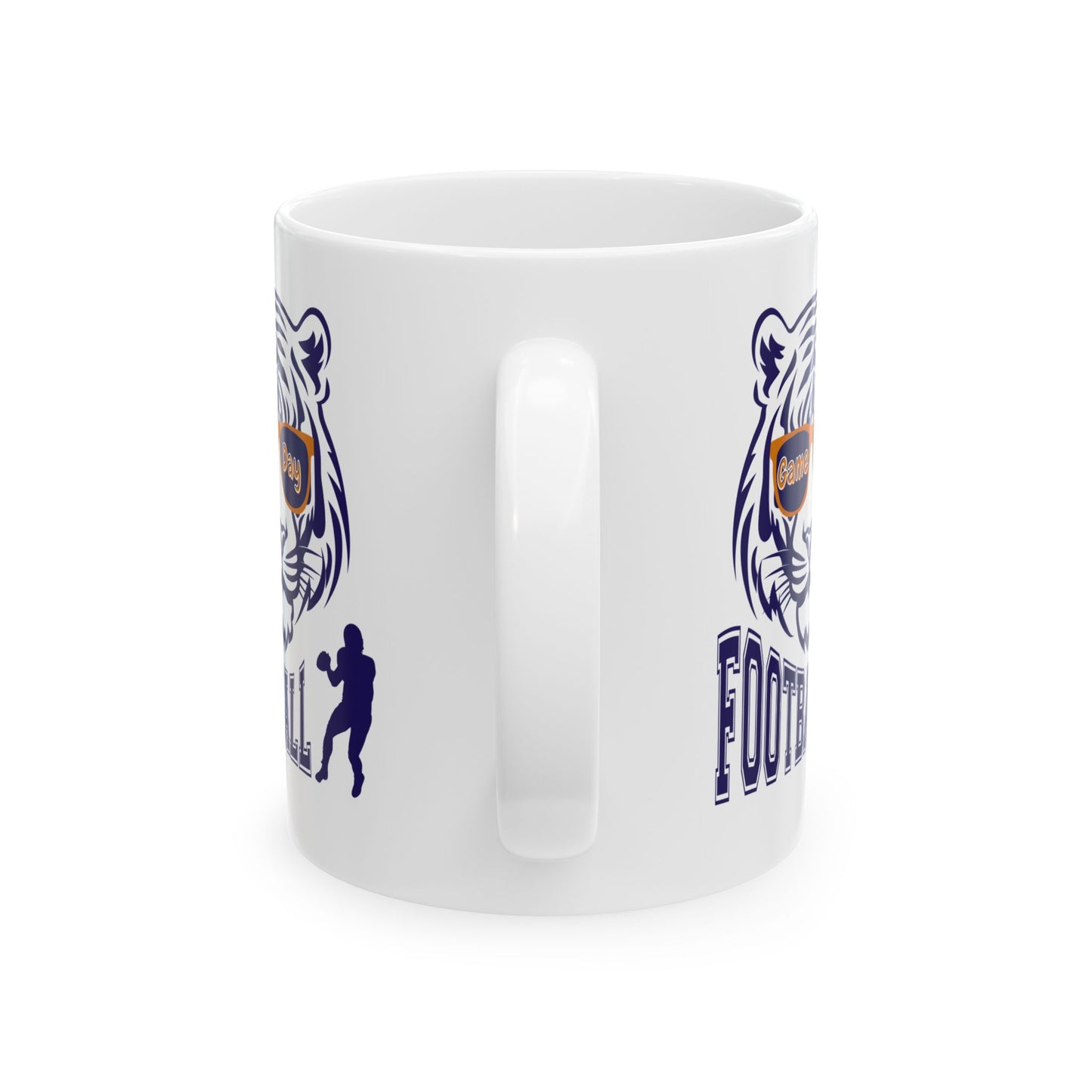 Football Tiger Mascot Ceramic Mug – Team Spirit Coffee Cup (11oz/15oz)