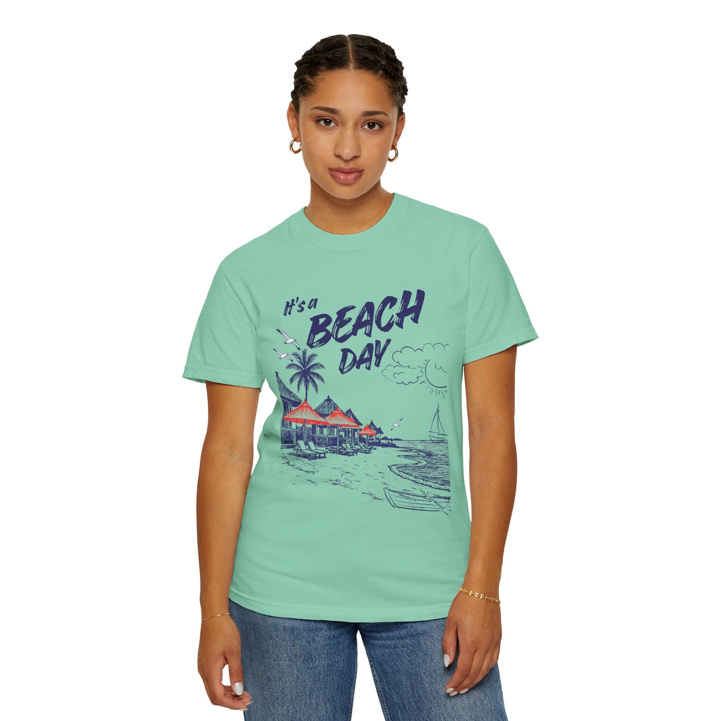 Beach Day Beach Night T-Shirt — Front & Back Beach Scene Unisex Tee