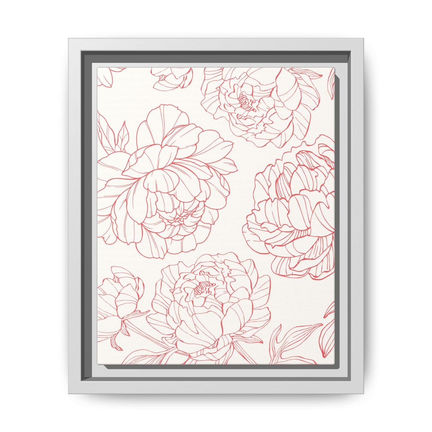Floral Matte Canvas, White Wooden Framed, Matching Shower Curtain Available