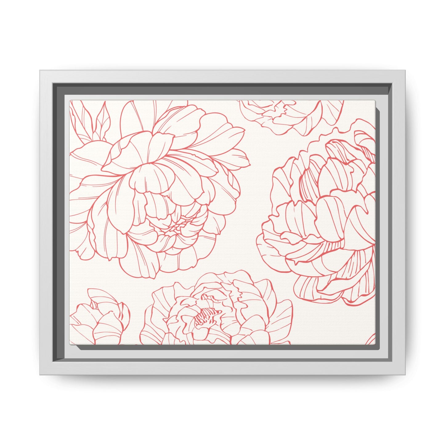 Floral Matte Canvas, White Wooden Framed, Matching Shower Curtain Available