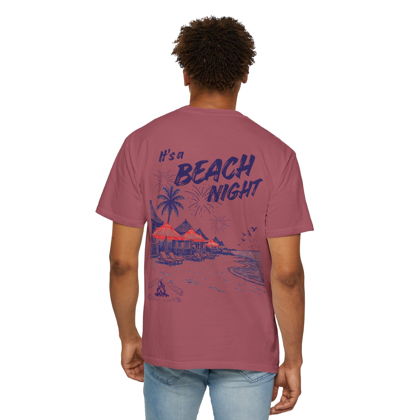 Beach Day Beach Night T-Shirt — Front & Back Beach Scene Unisex Tee