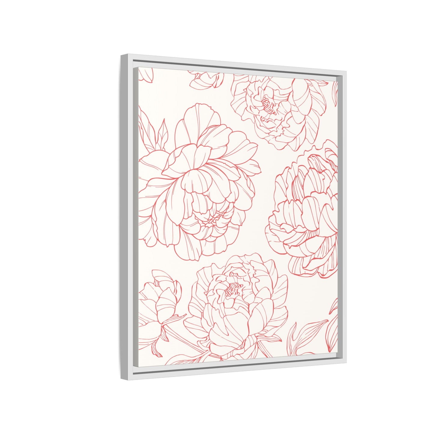 Floral Matte Canvas, White Wooden Framed, Matching Shower Curtain Available