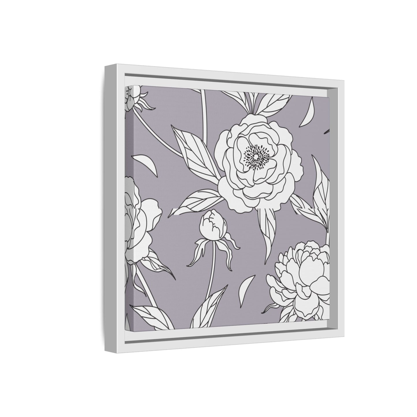 Floral Matte Canvas, White Wooden Framed, Bathroom Decor, Matching Shower Curtain Available, purplegray