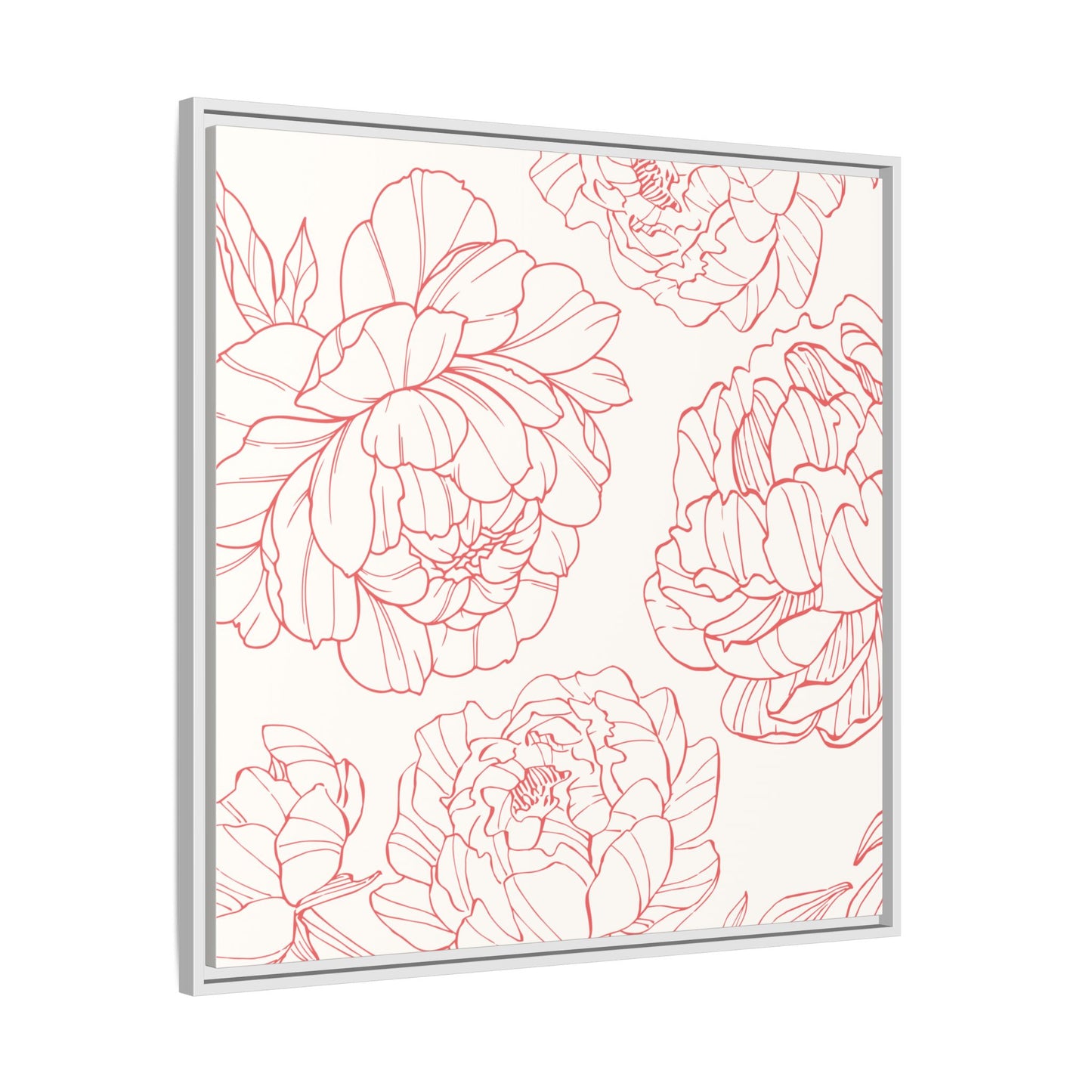 Floral Matte Canvas, White Wooden Framed, Matching Shower Curtain Available