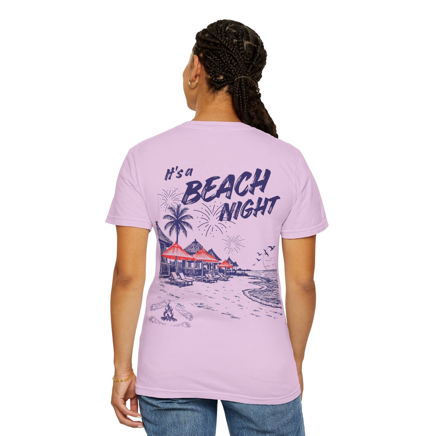 Beach Day Beach Night T-Shirt — Front & Back Beach Scene Unisex Tee