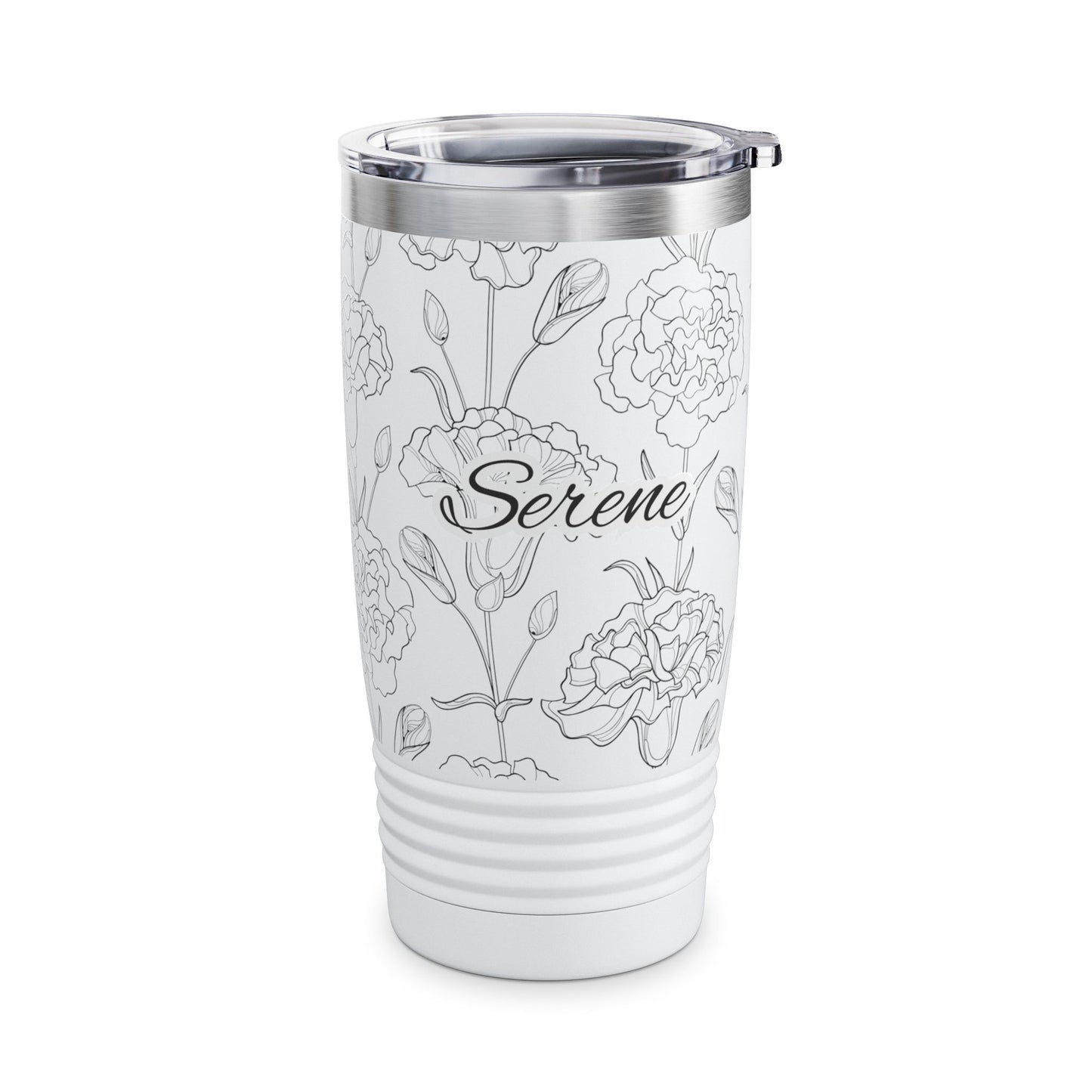Serene Floral Ringneck Tumbler - 20oz, Travel Coffee Cup, Personalized Drinkware, Gift for Her, Mother's Day, Everyday Use