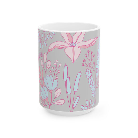 Worthy Floral Ceramic Mug — Inspirational Coffee & Tea Cup, Gift for Garden Lovers (11oz/15oz)