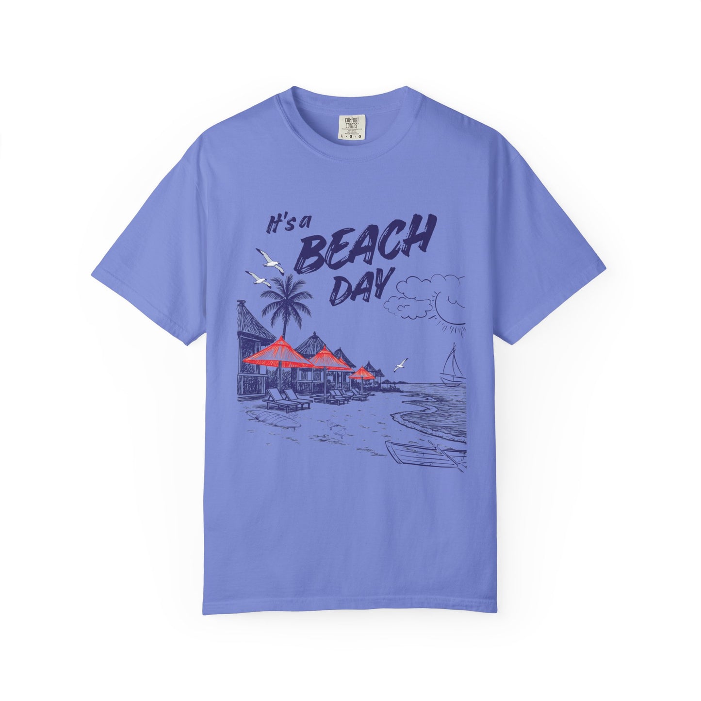 Beach Day Beach Night T-Shirt — Front & Back Beach Scene Unisex Tee
