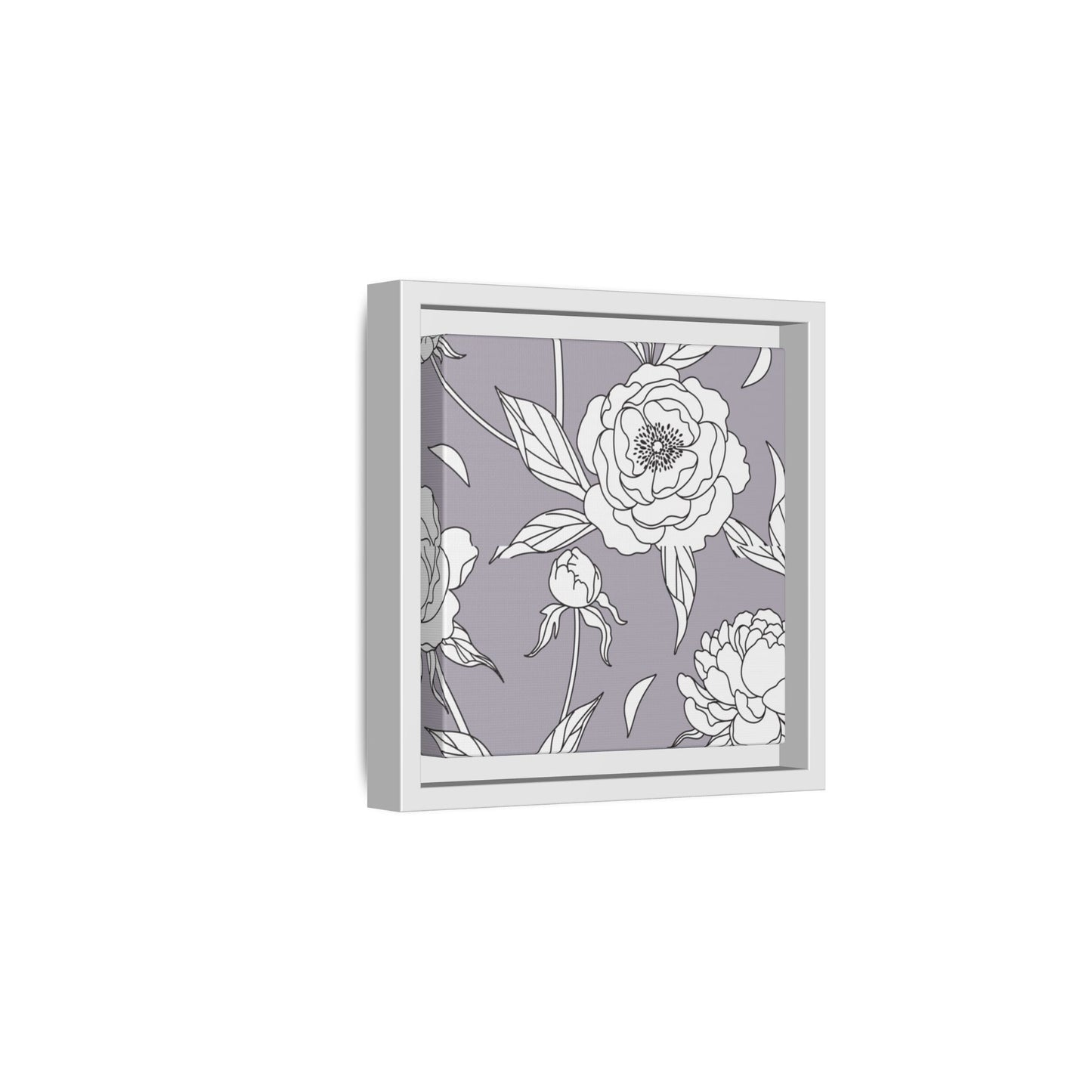 Floral Matte Canvas, White Wooden Framed, Bathroom Decor, Matching Shower Curtain Available, purplegray