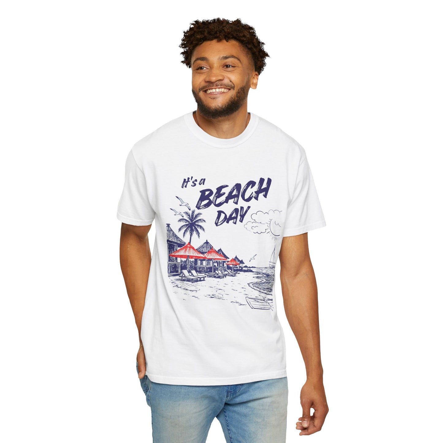 Beach Day Beach Night T-Shirt — Front & Back Beach Scene Unisex Tee