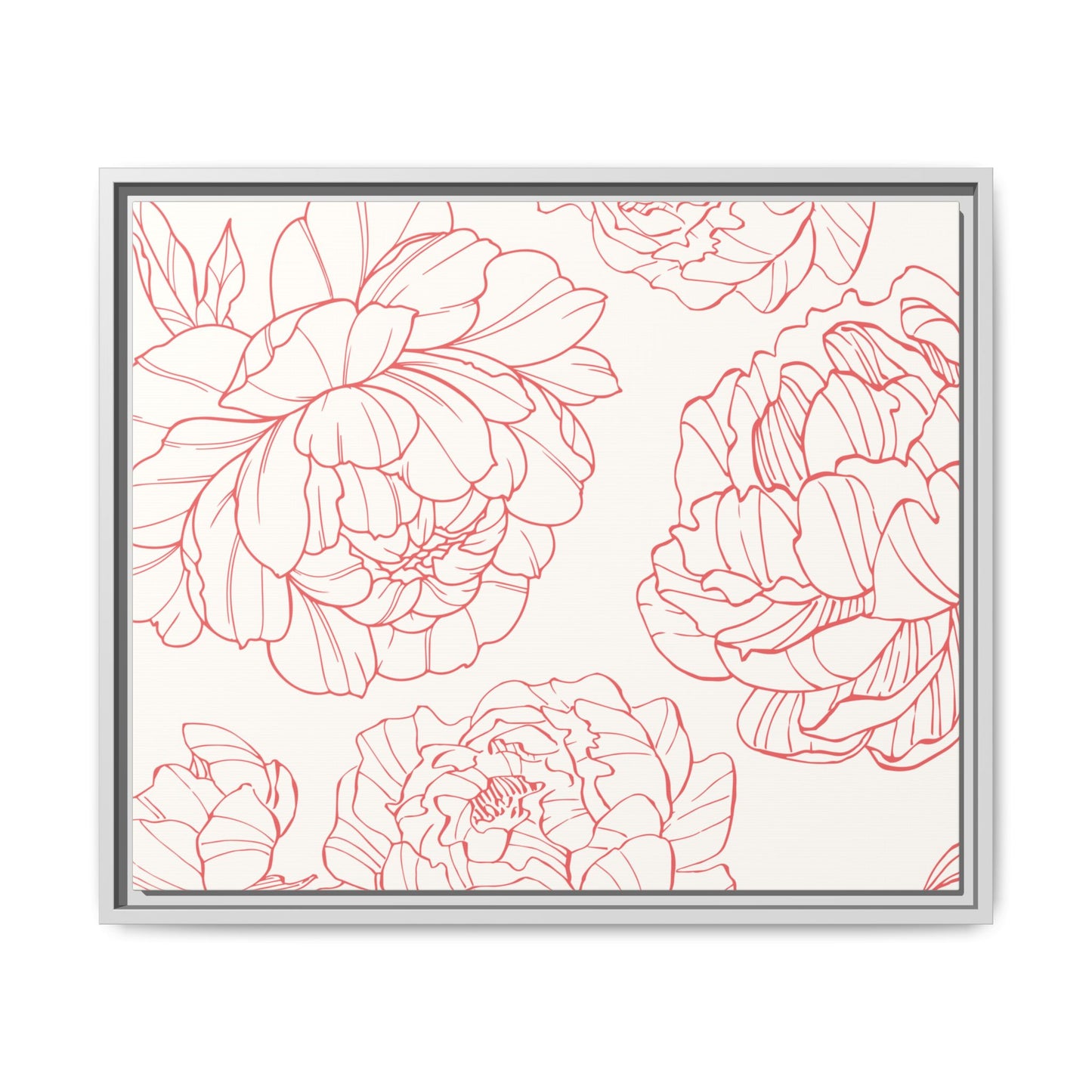 Floral Matte Canvas, White Wooden Framed, Matching Shower Curtain Available