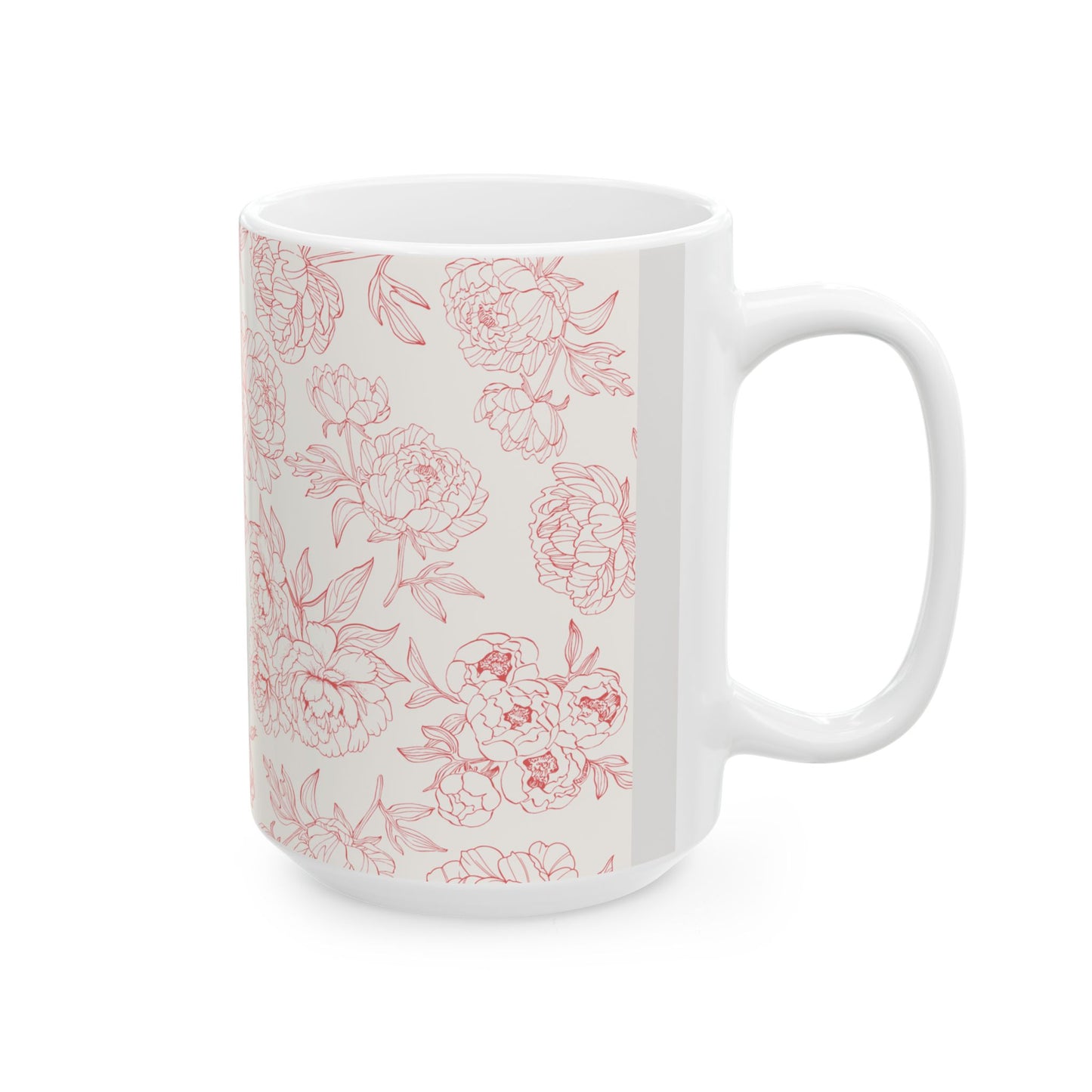 Blush Peony Floral Mug | Ceramic Coffee Cup, Tea Cup, Mug with Handle