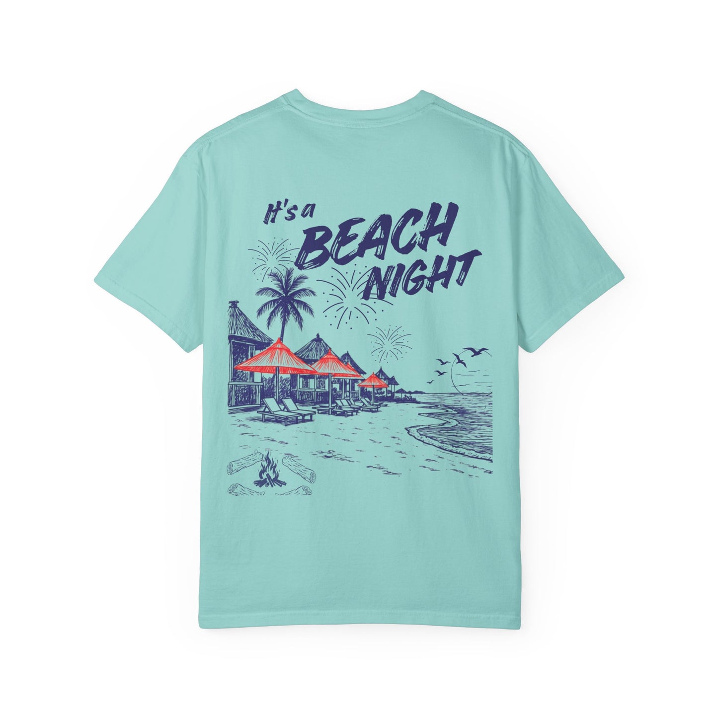 Beach Day Beach Night T-Shirt — Front & Back Beach Scene Unisex Tee