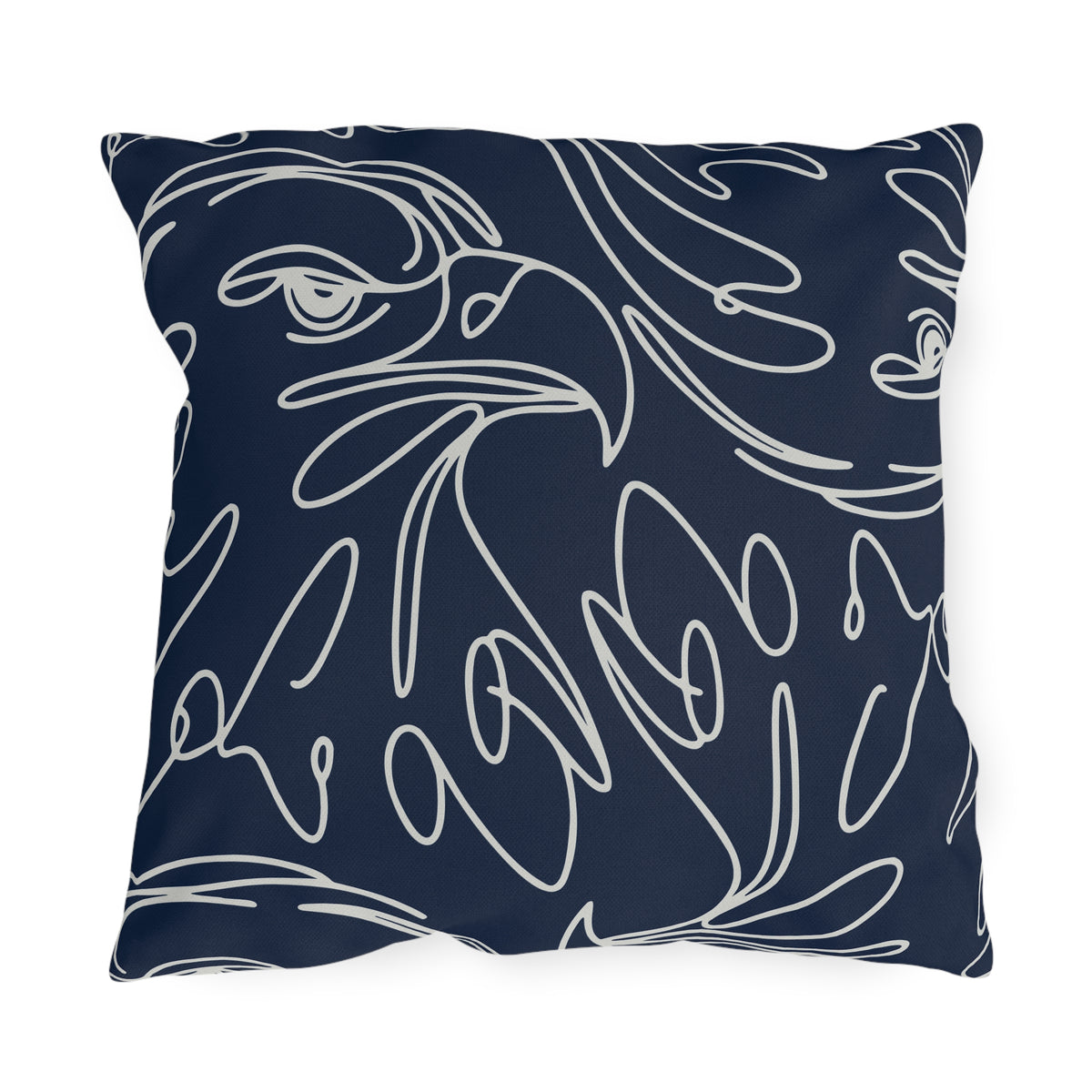 Navy Eagle Line Art Outdoor Pillow
