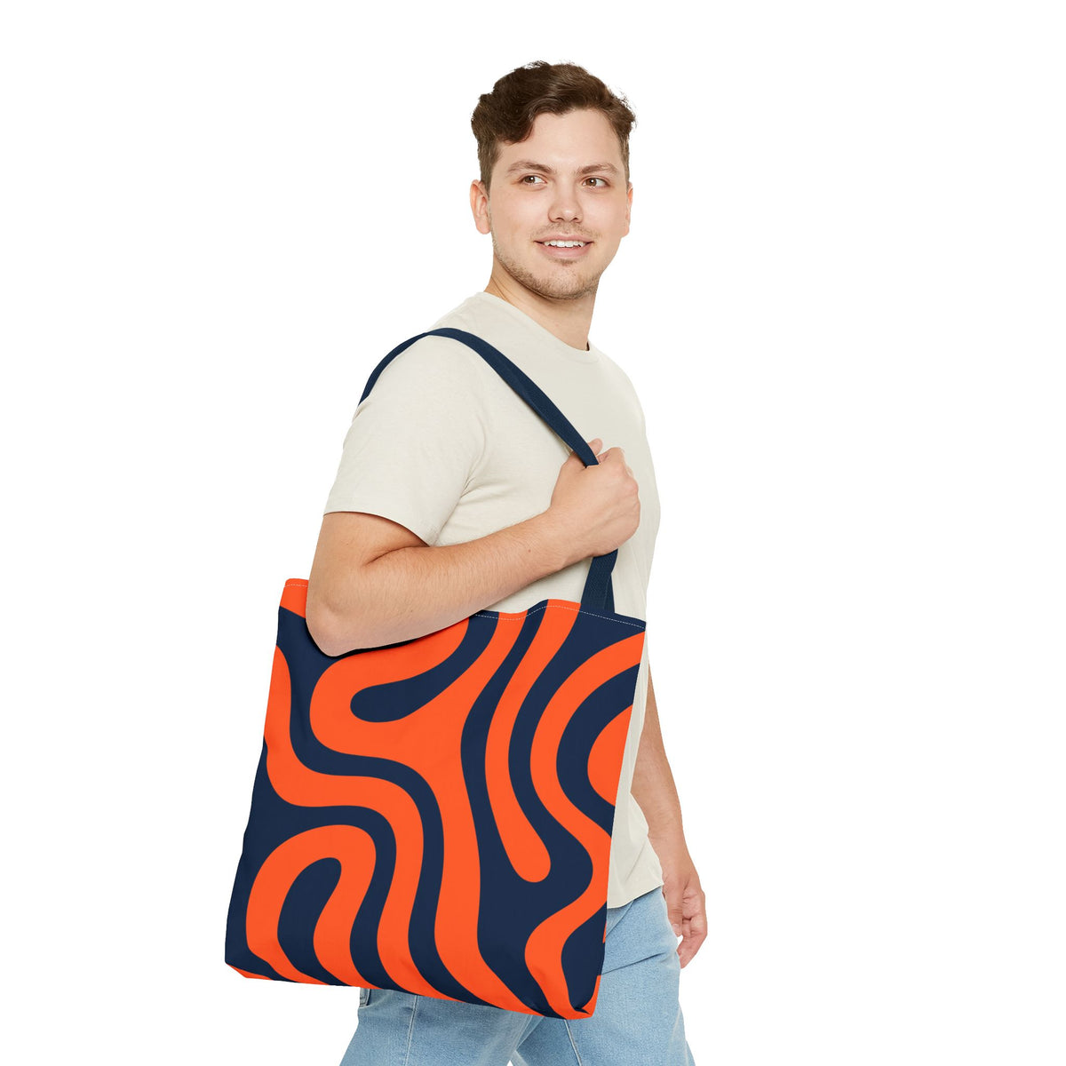 Tiger stripe Orange and Navy Tote Bag