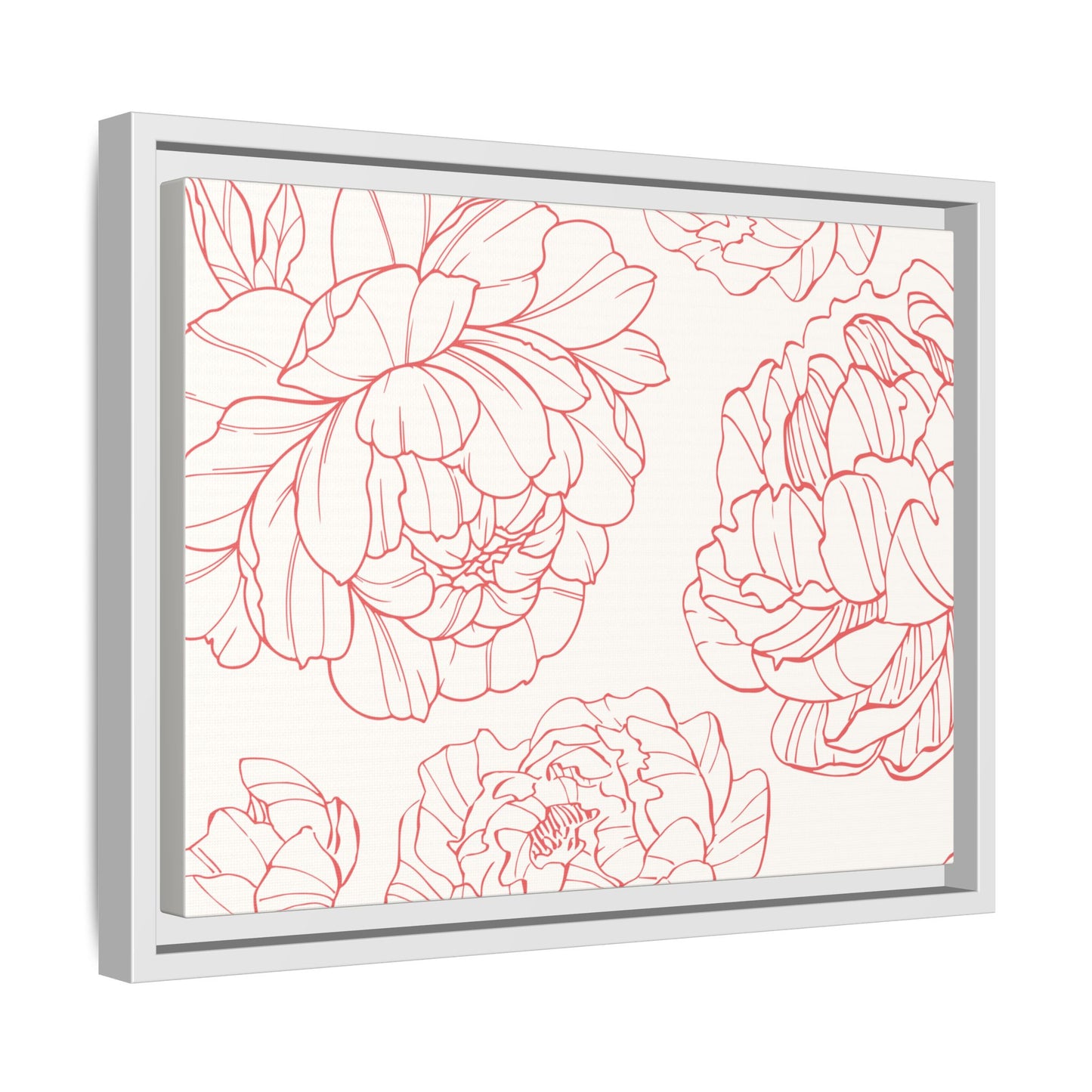 Floral Matte Canvas, White Wooden Framed, Matching Shower Curtain Available