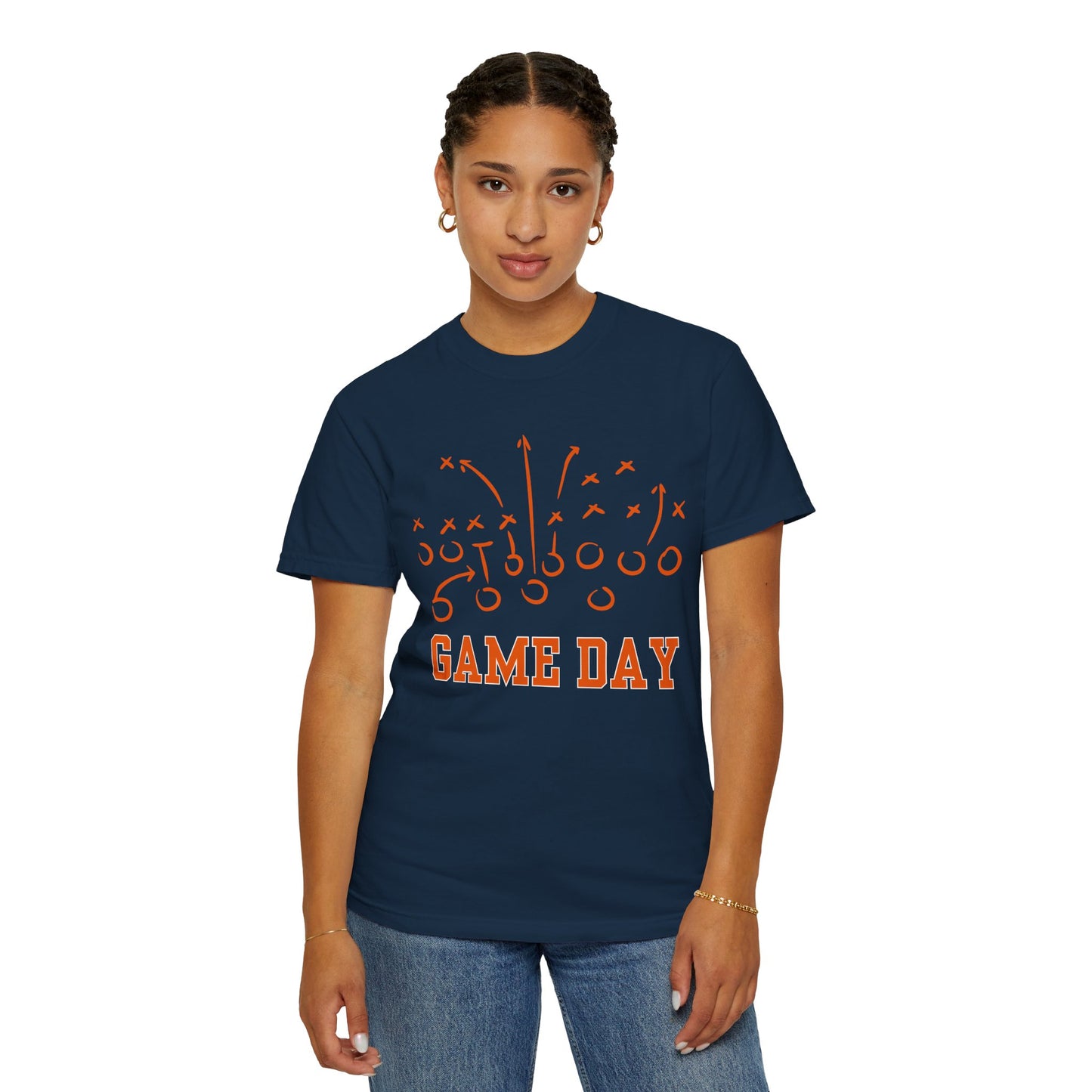 Game Day Football T-Shirt — Hand-Drawn Orange Play Routes