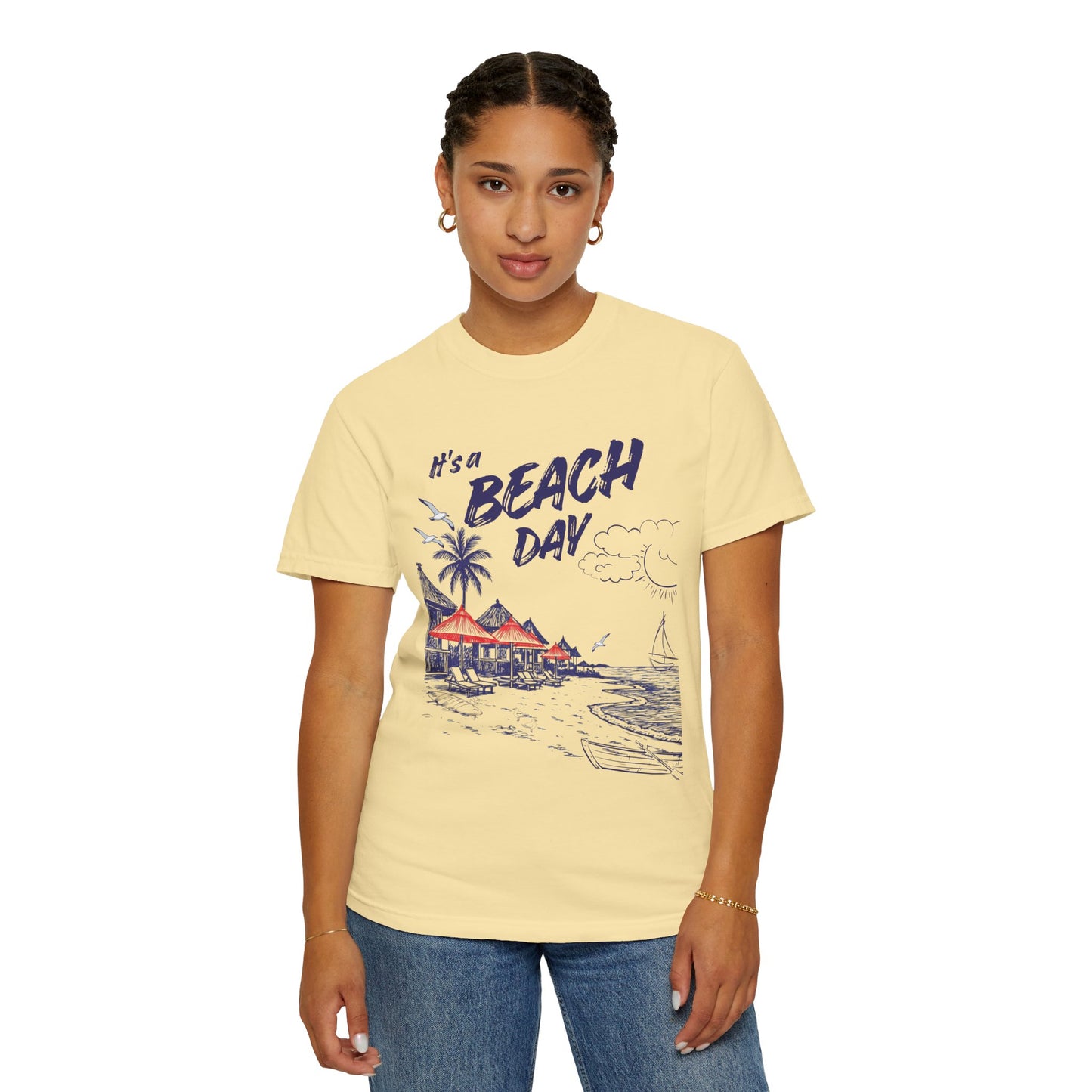 Beach Day Beach Night T-Shirt — Front & Back Beach Scene Unisex Tee