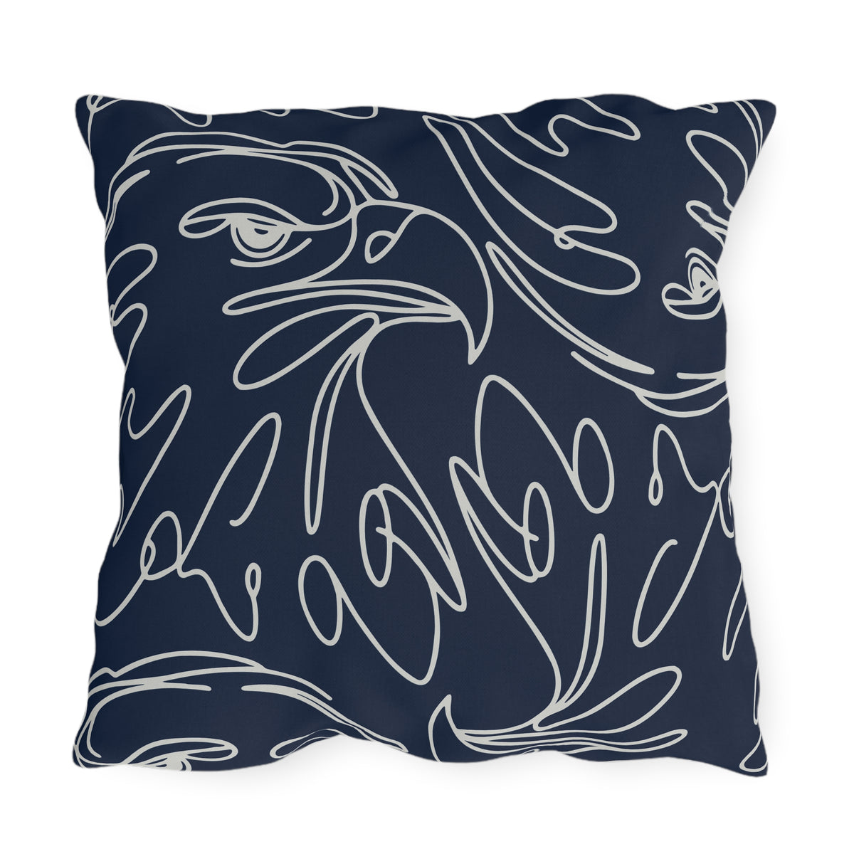 Navy Eagle Line Art Outdoor Pillow