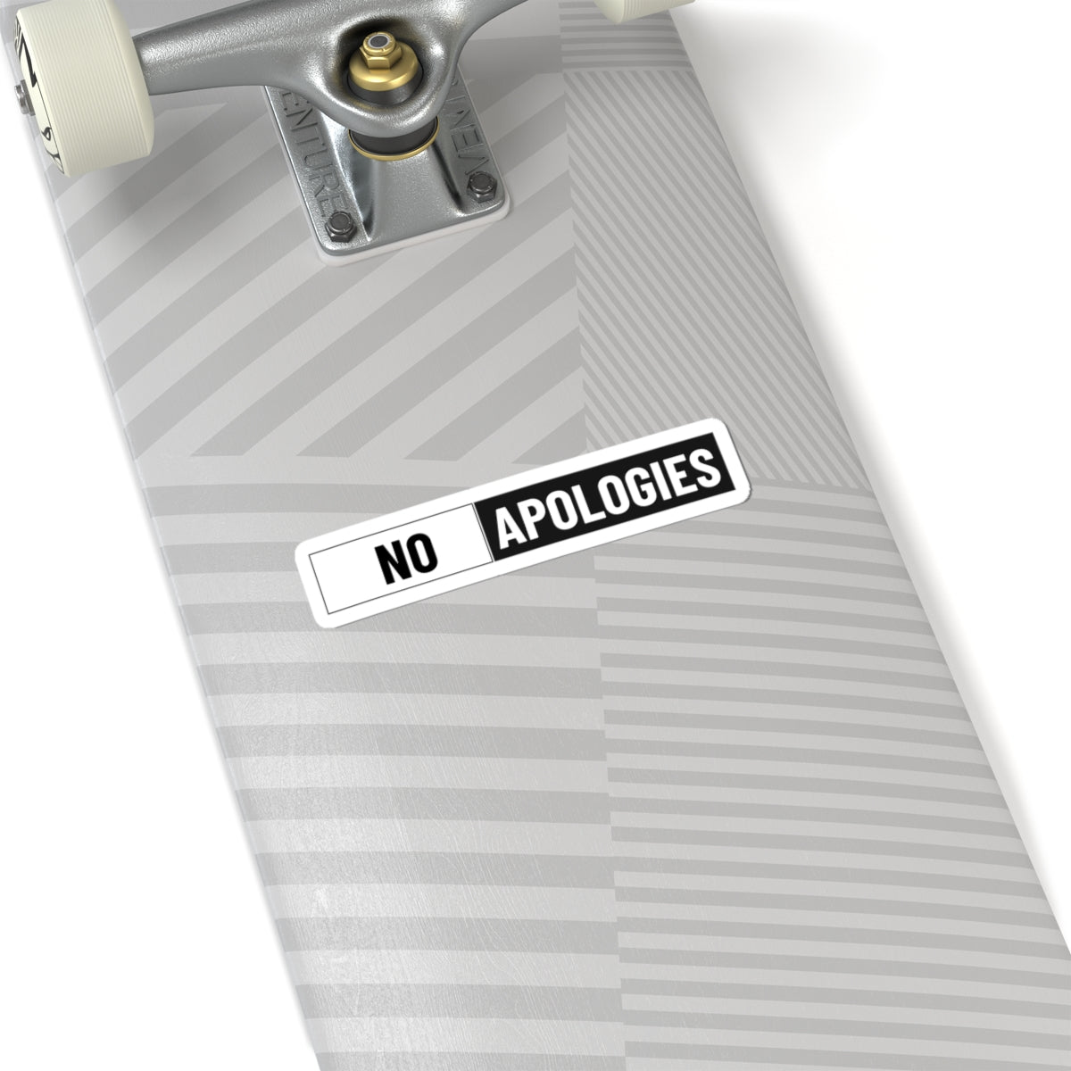 No Apologies Kiss-Cut Sticker — Bold Black & White Anywhere Decal