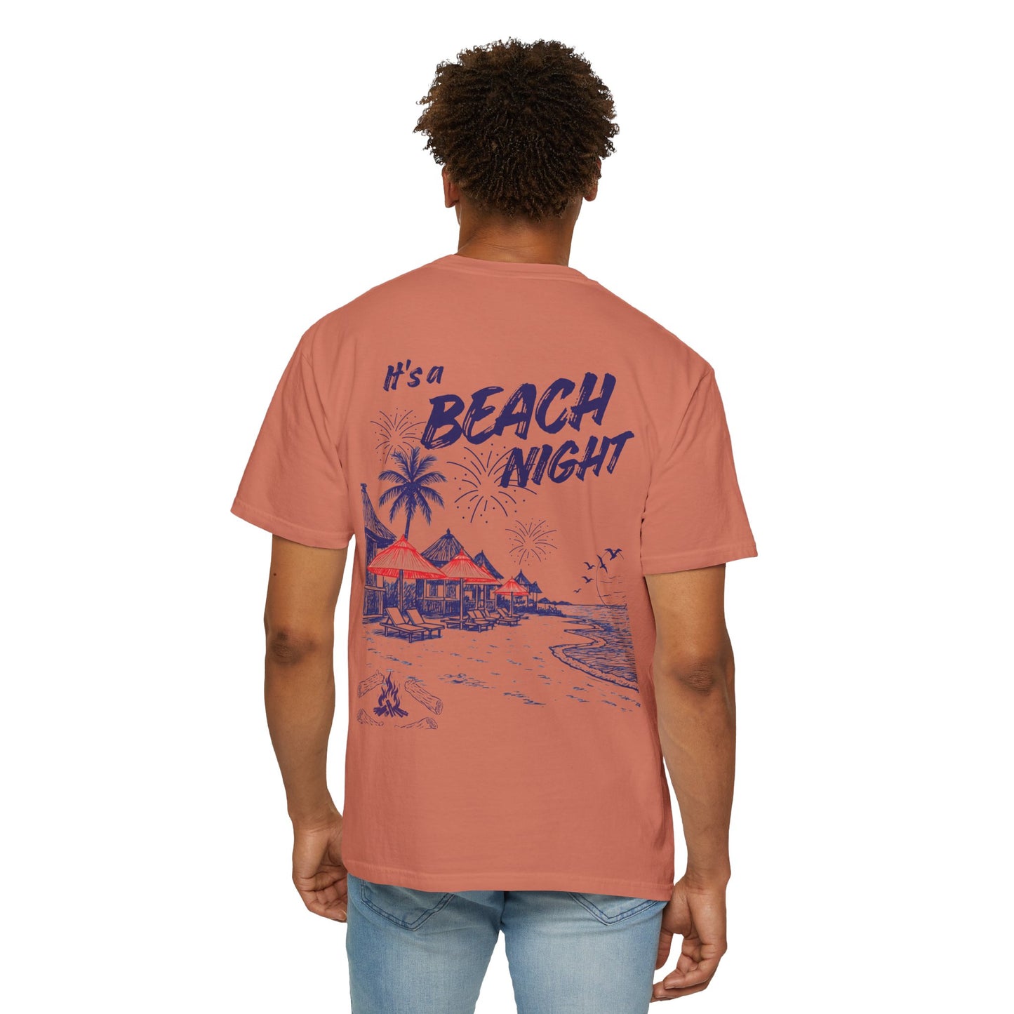 Beach Day Beach Night T-Shirt — Front & Back Beach Scene Unisex Tee