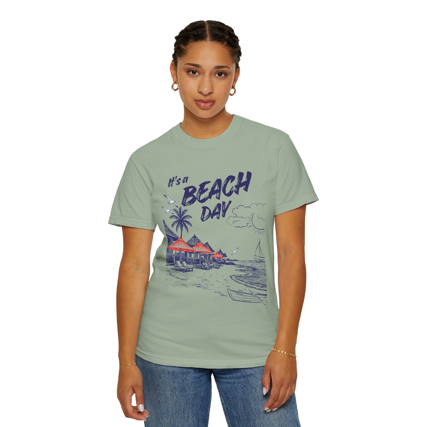 Beach Day Beach Night T-Shirt — Front & Back Beach Scene Unisex Tee