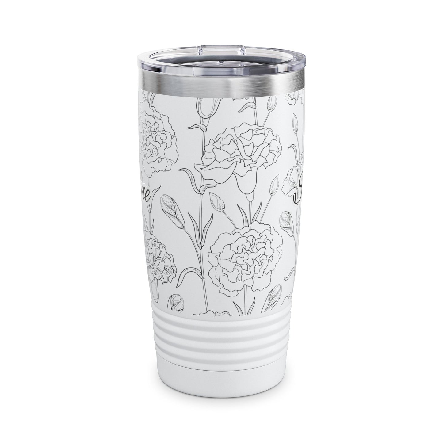 Serene Floral Ringneck Tumbler - 20oz, Travel Coffee Cup, Personalized Drinkware, Gift for Her, Mother's Day, Everyday Use