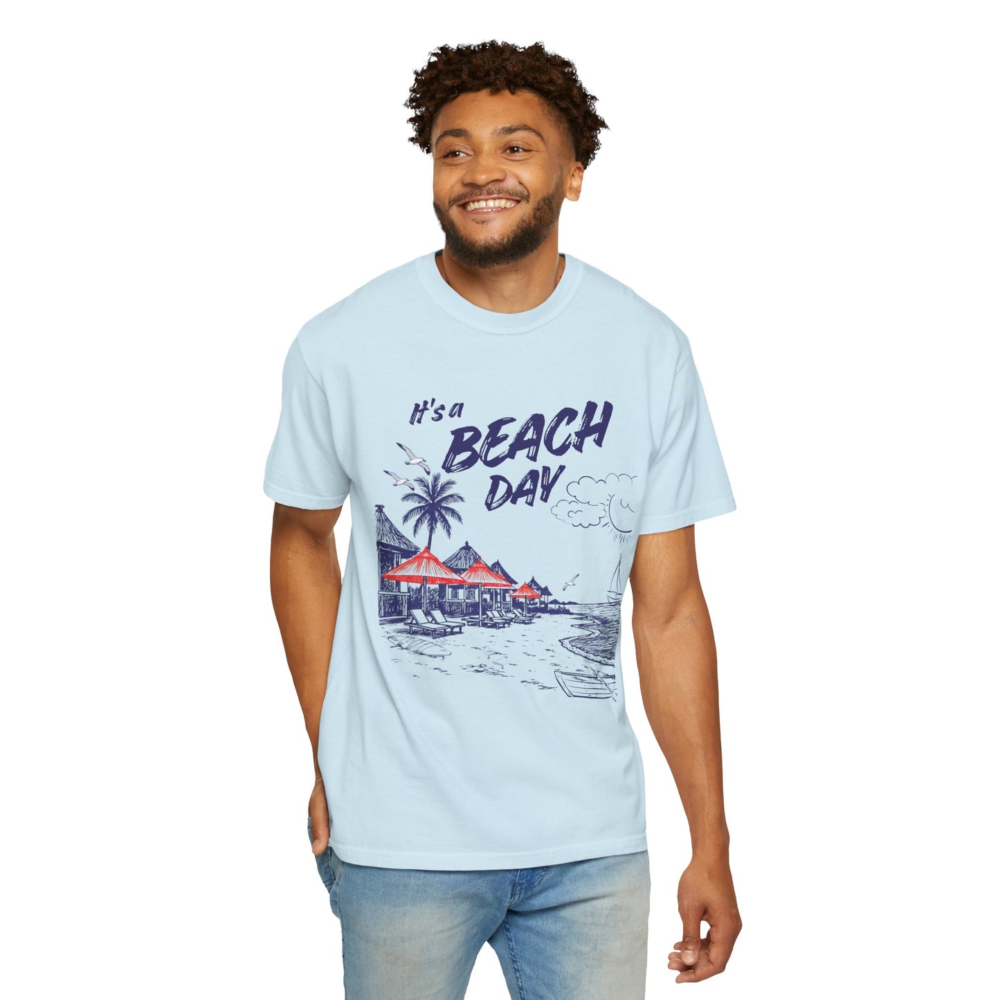 Beach Day Beach Night T-Shirt — Front & Back Beach Scene Unisex Tee