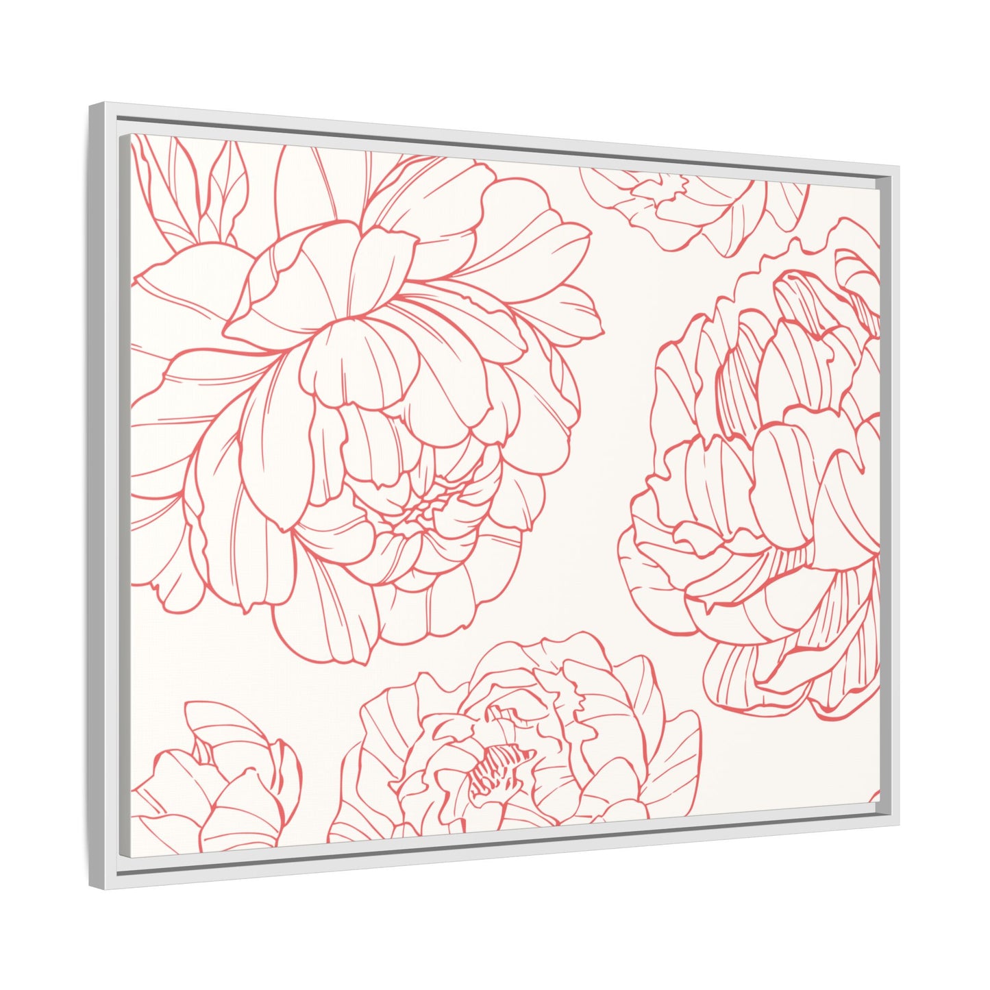 Floral Matte Canvas, White Wooden Framed, Matching Shower Curtain Available