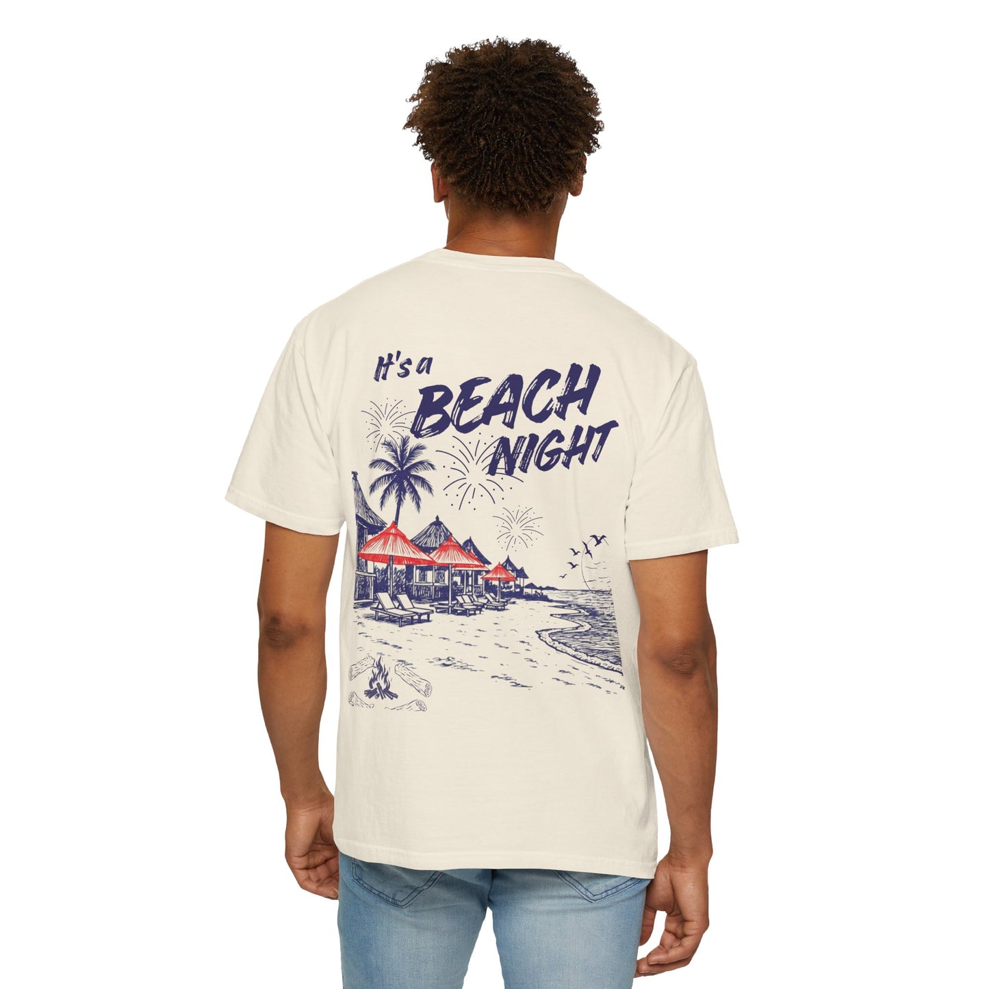 Beach Day Beach Night T-Shirt — Front & Back Beach Scene Unisex Tee