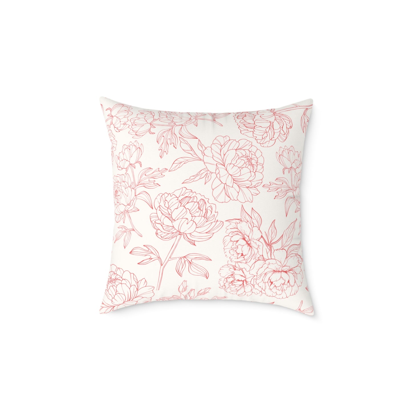 Pink Peony Square Indoor Pillow | Soft Poly Canvas |  Floral Accent Pillow