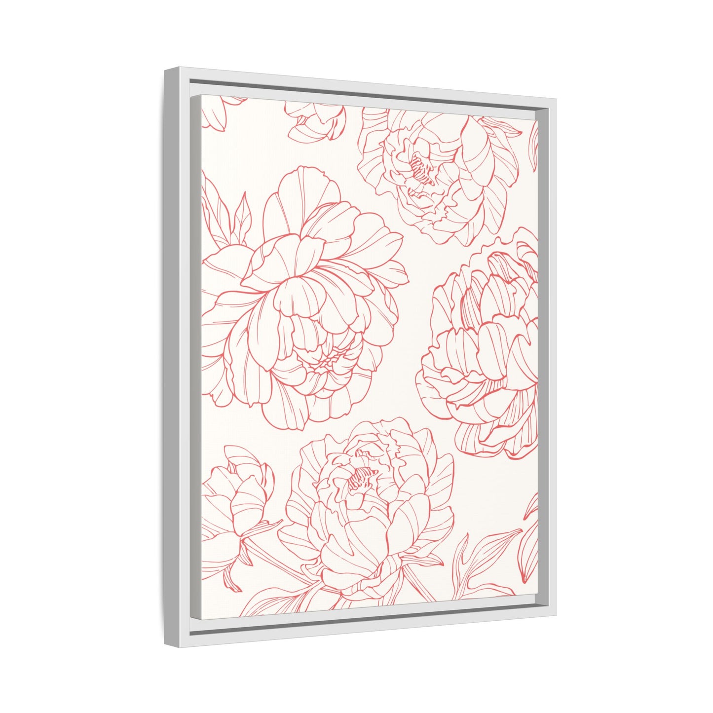 Floral Matte Canvas, White Wooden Framed, Matching Shower Curtain Available