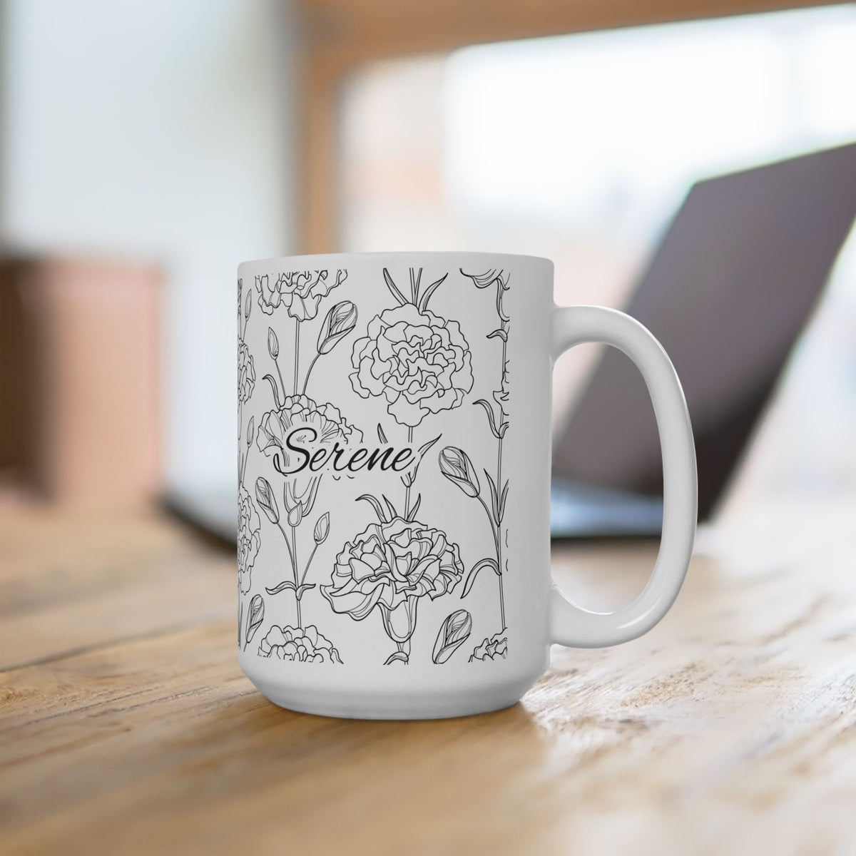 Floral "Serene" Ceramic Mug